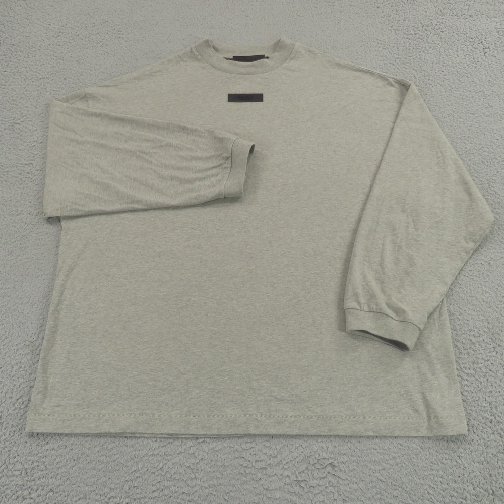 Fear of God Essentials Mens Large Grey Crewneck Long Sleeve Tee Baggy FOG Shirt